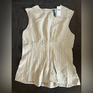 Anthropologie Cream Sleeveless Pintuck Tank Top